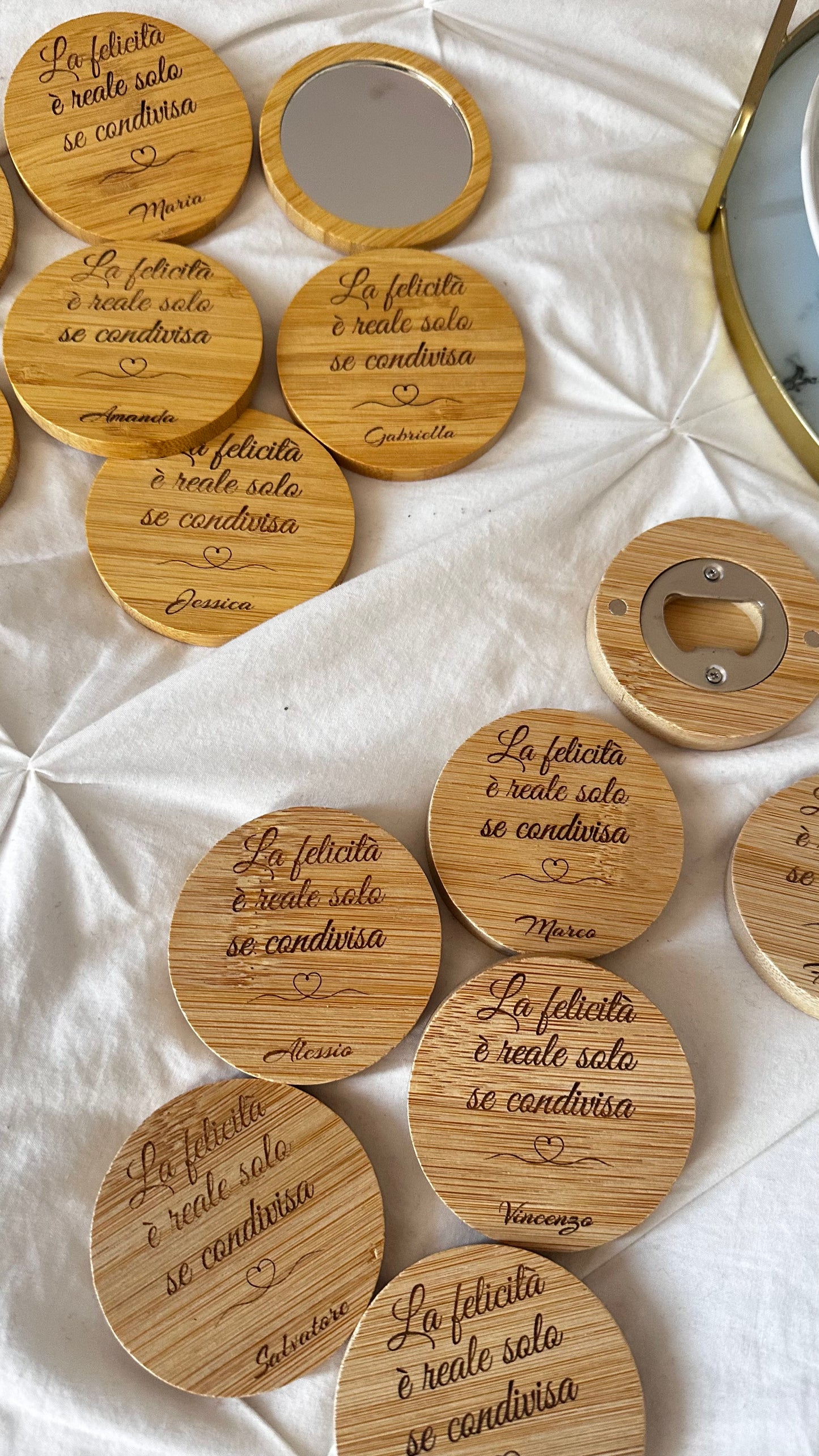 Seganposto apri bottiglie o specchietto personalizzato