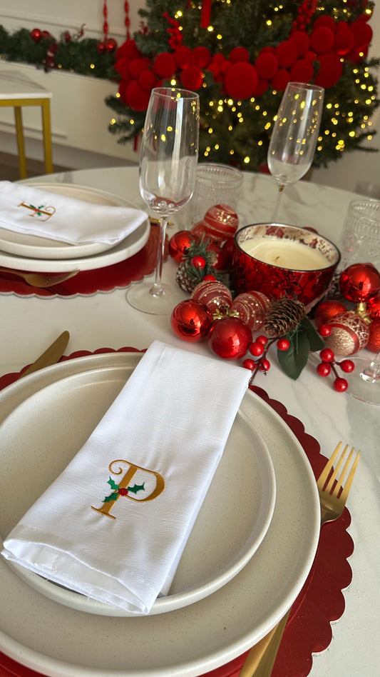 Tovagliolo con monogramma natalizio